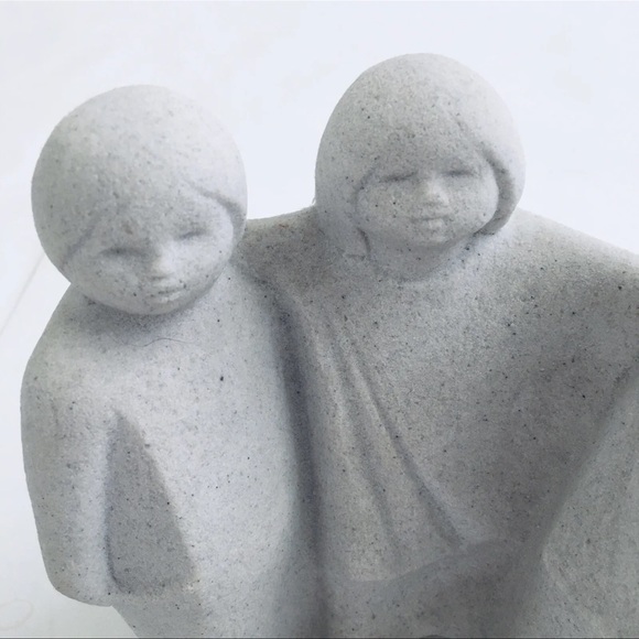 Vintage Marbell Stone Art Sculpture Belgium 3 People (5x3x4.5) MCM - Picture 2 of 8